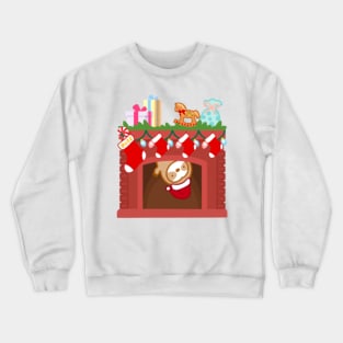 Cute Christmas Fireplace Sloth Crewneck Sweatshirt